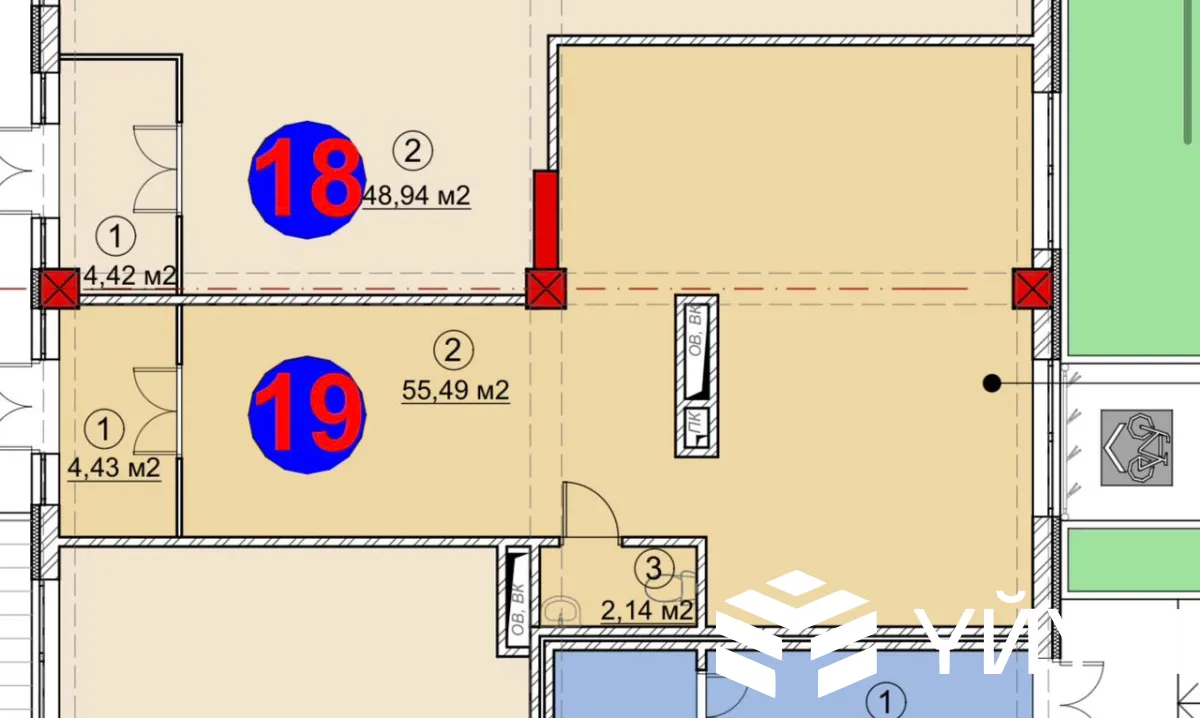 -к. квартира, 62 м² — фото 1