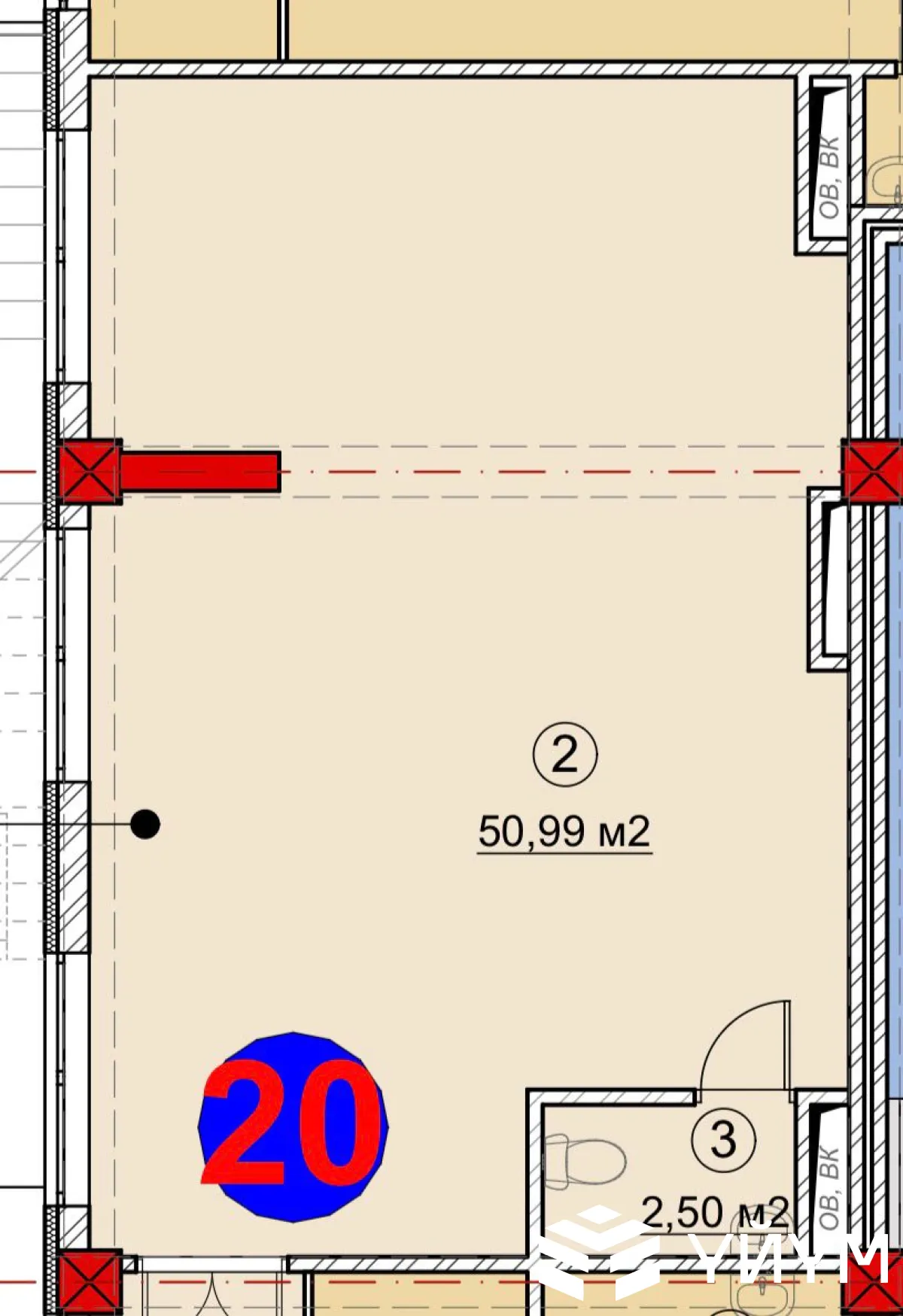 -к. квартира, 53 м² — фото 1