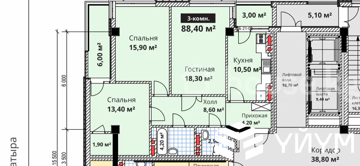 3-к. квартира, 88 м² — фото 4