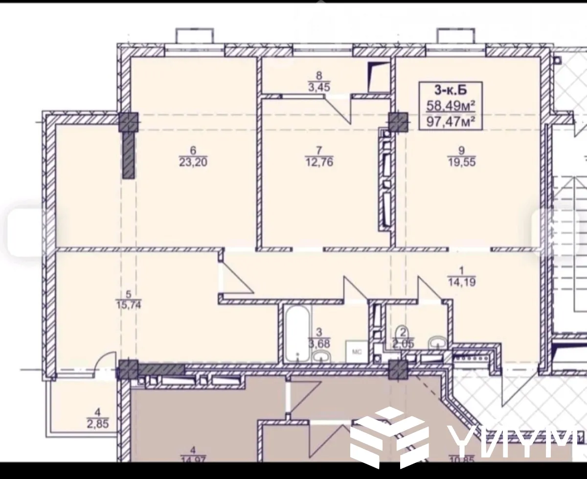 3-к. квартира, 97 м² — фото 4