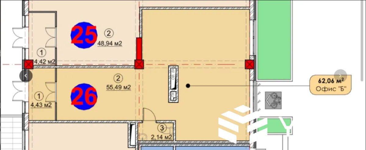 -к. квартира, 62 м² — фото 1