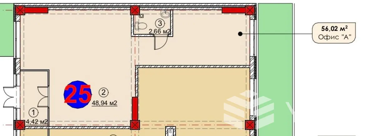 -к. квартира, 56 м² — фото 1