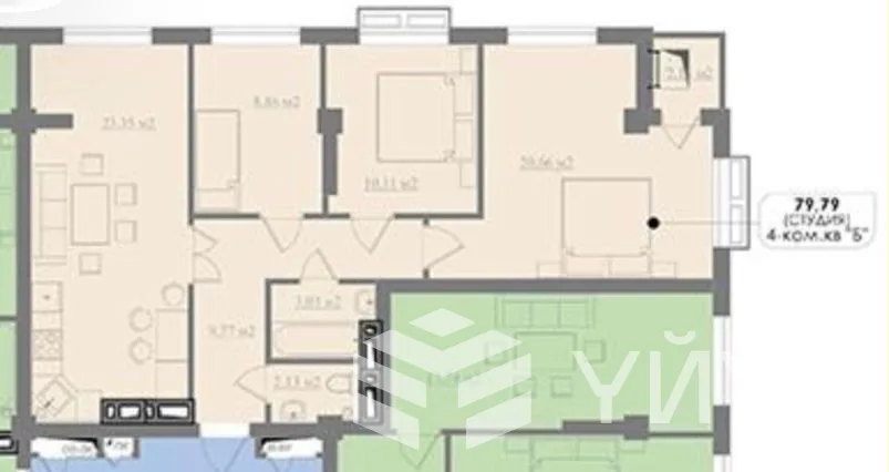 3-к. квартира, 9 м² — фото 1
