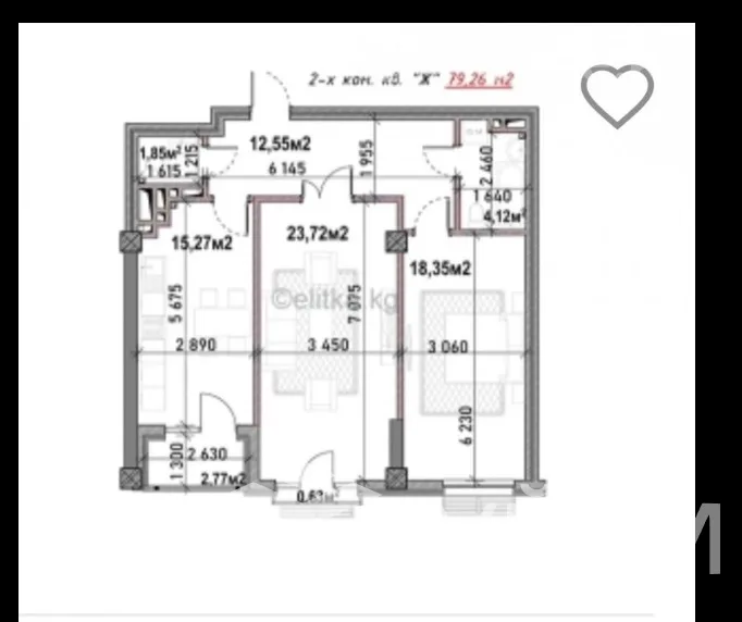 2-к. квартира, 77 м² — фото 1