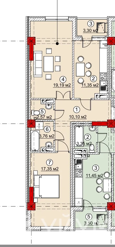 2-к. квартира, 67 м² — фото 1