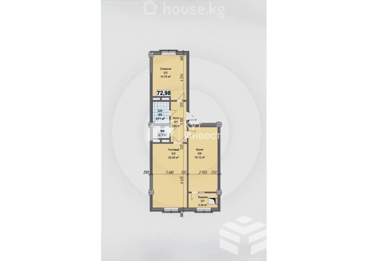 2-к. квартира, 73 м² — фото 1