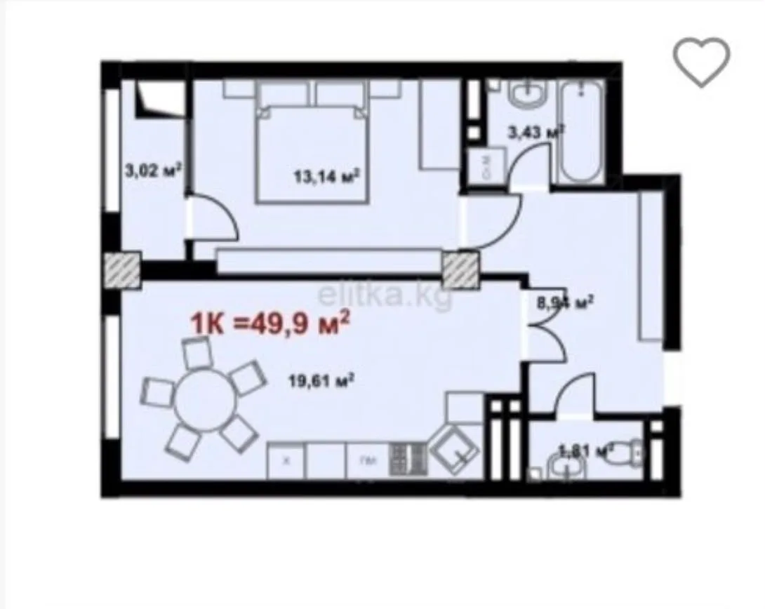 1-к. квартира, 50 м² — фото 5