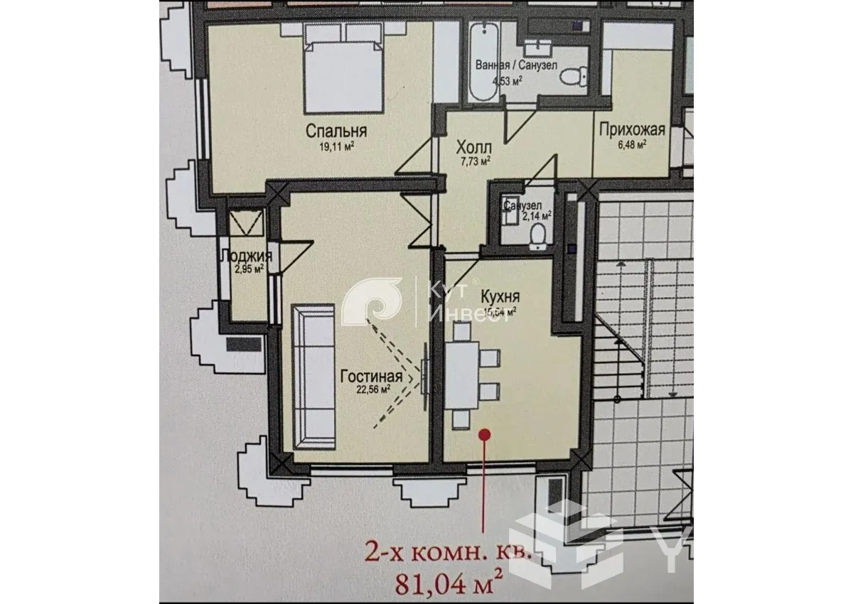 2-к. квартира, 81 м² — фото 1