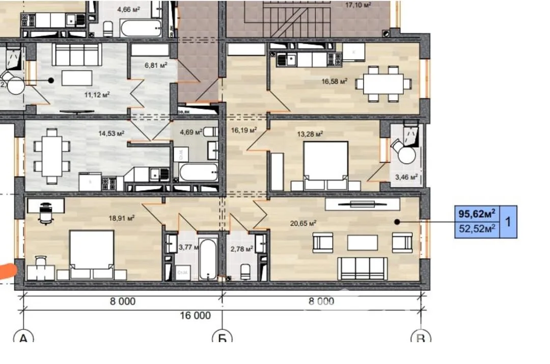3-к. квартира, 96 м²