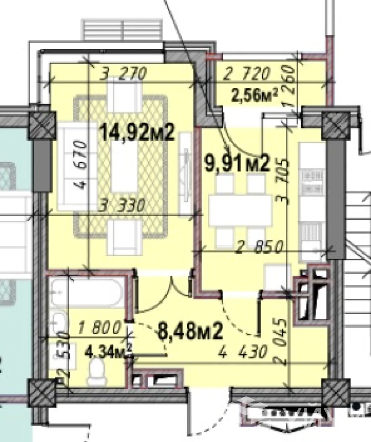 1-к. квартира, 40 м² — фото 1